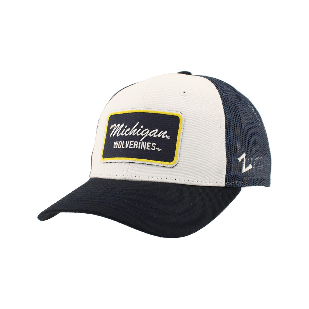 Michigan Wolverines NCAA Officially Licensed Snapback Hat Big Rig Patch Navy White Brick