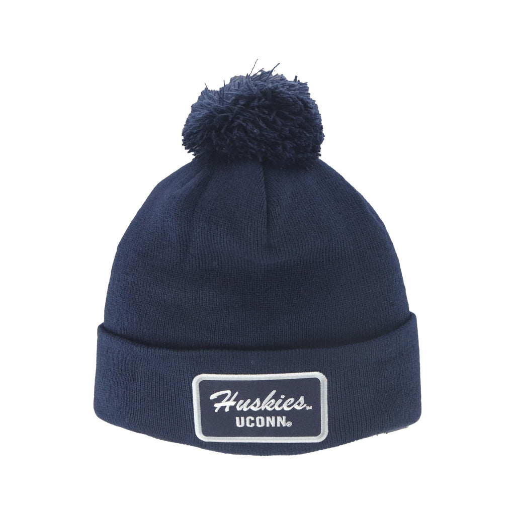 Connecticut Huskies NCAA Officially Licensed Pom Beanie Patch Brick Team Color