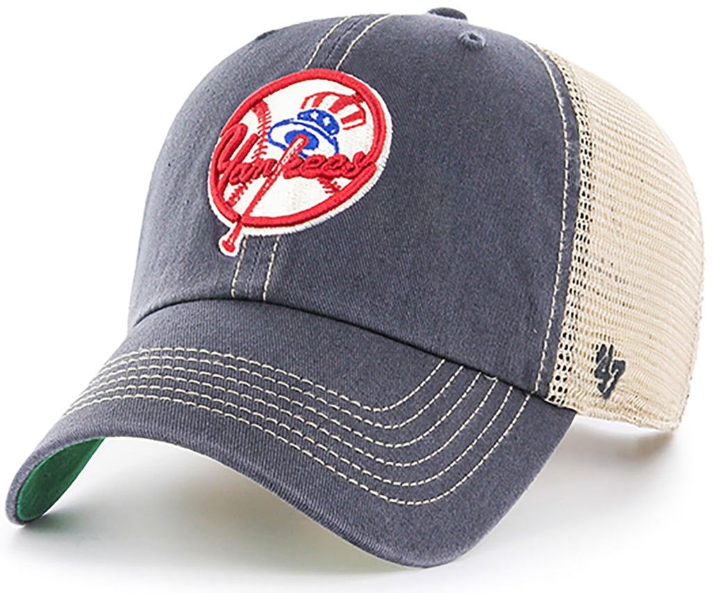 47 MLB Trawler Primary Logo Cooperstown Mesh Trucker Clean Up Adjustable Hat, Adult One Size Fits All (US, Alpha, One Size, New York Yankees, New York Yankees)