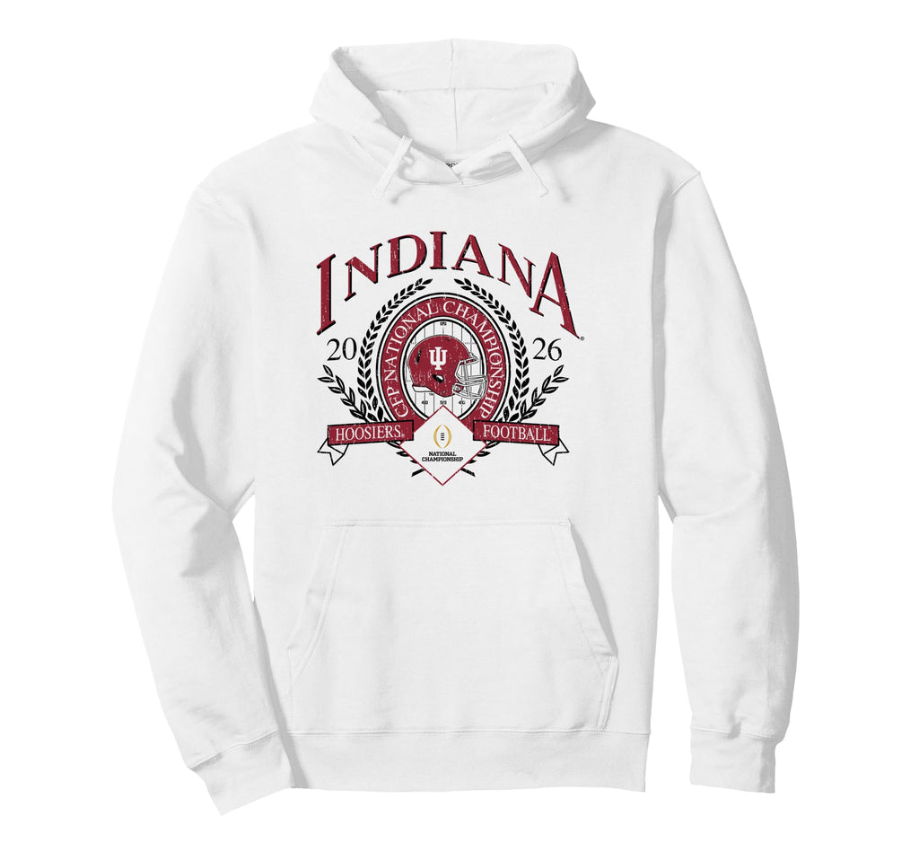 Indiana Hoosiers National Championship CFP 2026 Retro White Pullover Hoodie