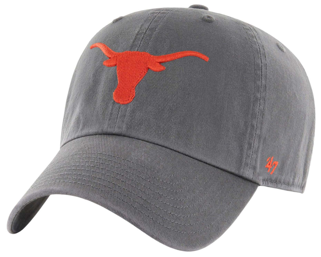 47 NCAA Unisex-Adult Clean Up Adjustable Hat Cap One Size (US, Alpha, One Size, Texas Longhorns - Charcoal)