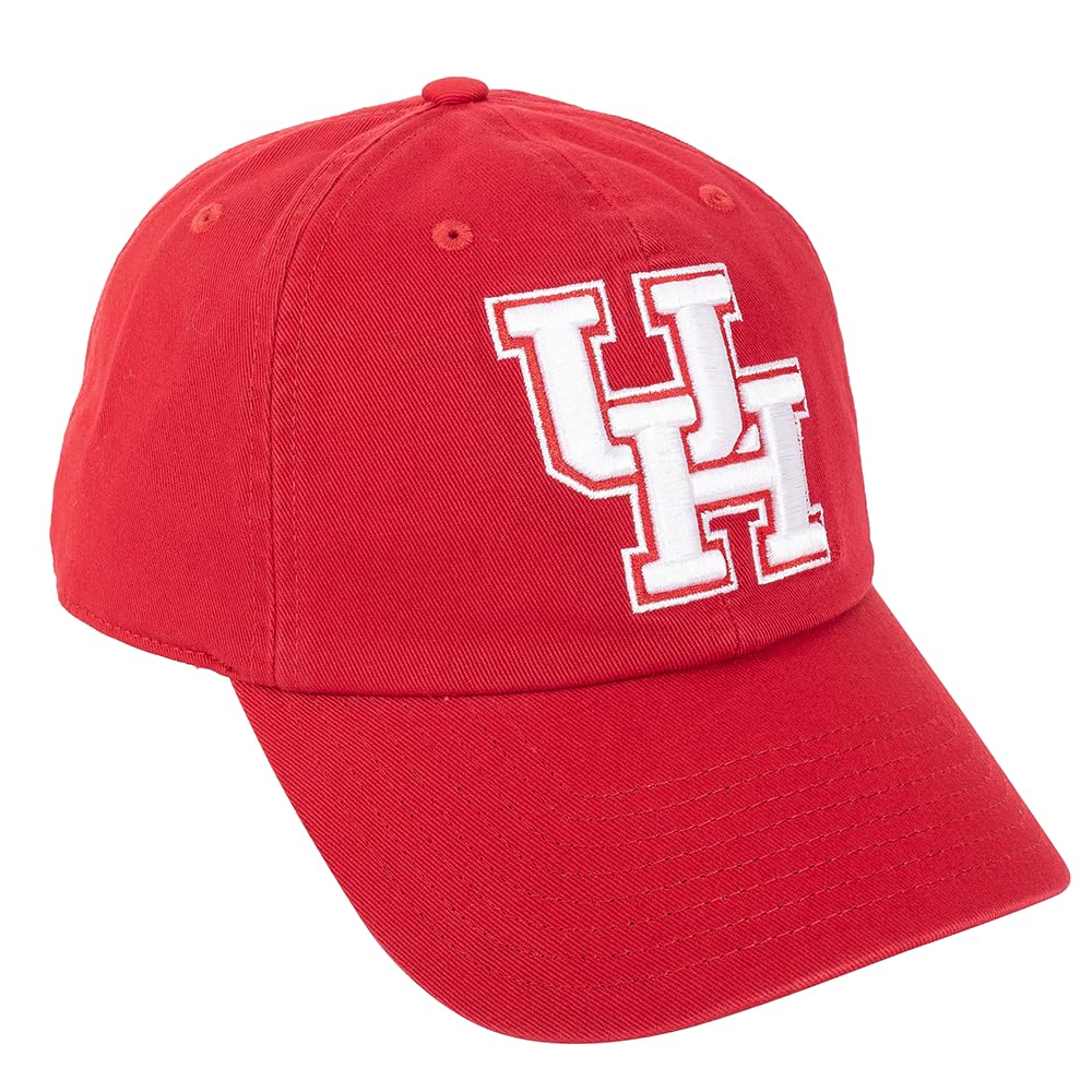 Desert Cactus University of Houston Baseball Hat Cougars UH Brimmed Embroidered Hats Cap Adjustable Cloth Strap Adult (Style 1) Red