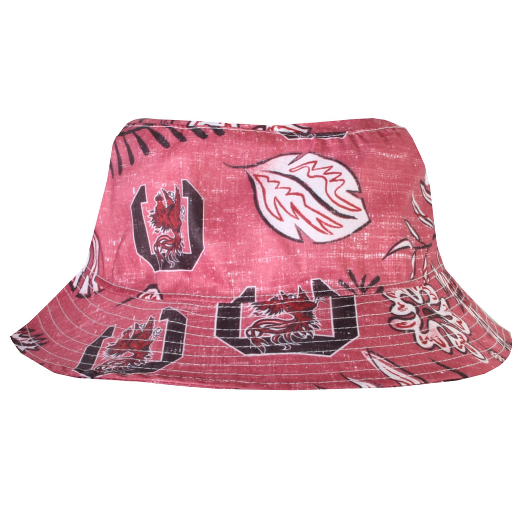 Wes and Willy Mens College Hawaiian Vintage Floral Bucket Hat(South Carolina Gamecocks, L/XL) Maroon