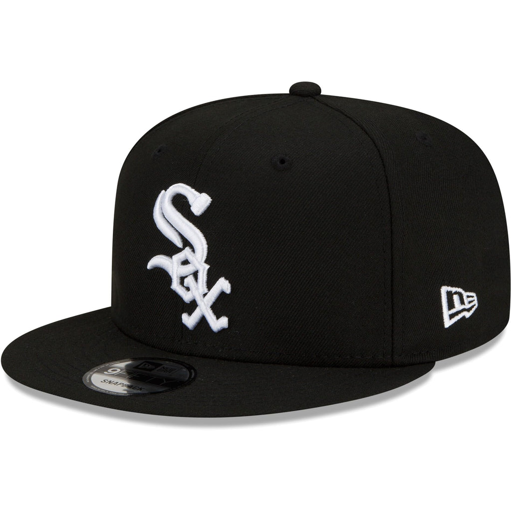 New Era Unisex-Adult MLB 9Fifty Team Color Primary Logo Adjustable Snapback Hat Cap One Size Fits All - Chicago White Sox Black