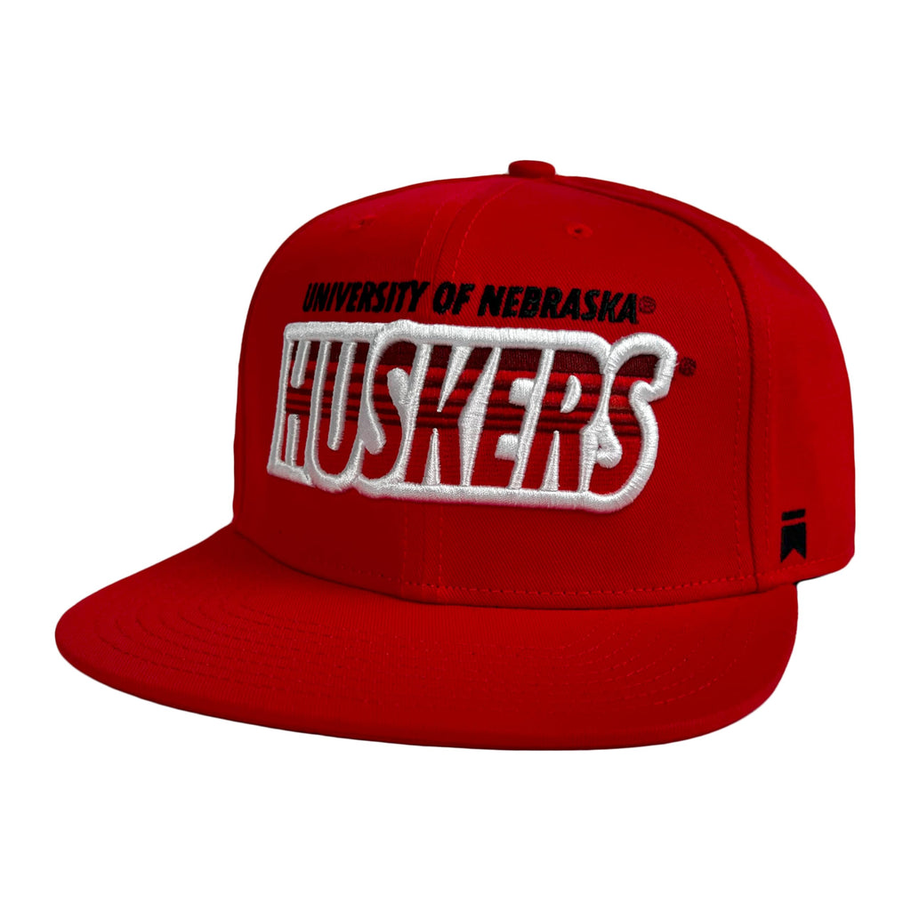 Campus Lab University of Nebraska Gradient Team Adjustable Snapback Flat Brimmed 6 Panel Hat Red