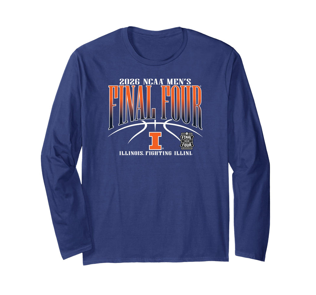 Illinois Illini Final Four 2026 Men's Basketball Navy Long Sleeve T-Shirt