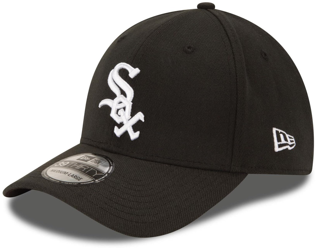 New Era MLB 39Thirty Team Classic Stretch Flex Fit Team Color Primary Logo Primary Logo Baseball Cap Hat - Chicago White Sox Black - Large-X-Large