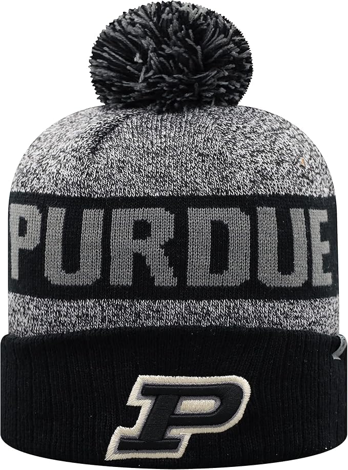 Collegiate Cuffed Knit Pom Winter Beanies (US, Alpha, One Size, Purdue)