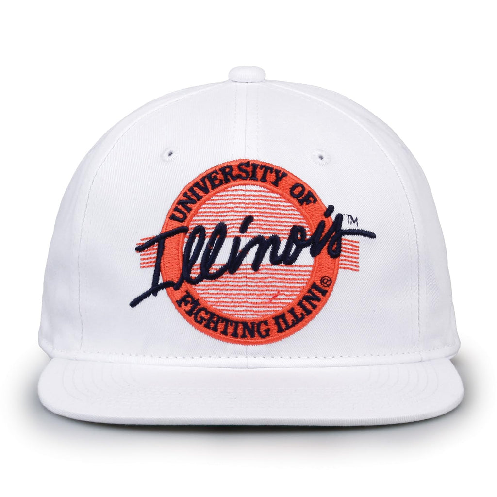 The Game NCAA Illinois Fighting Illini Retro Circle Design Hat, Adjustable One Size, White