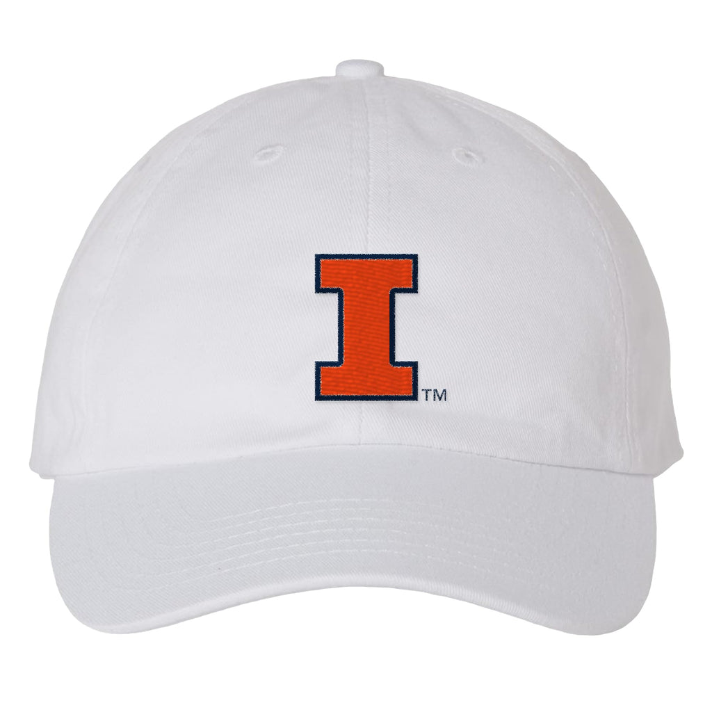 UGP Campus Apparel HT508 - Illinois Fighting Illini Primary Logo Dad Hat - One Size - White