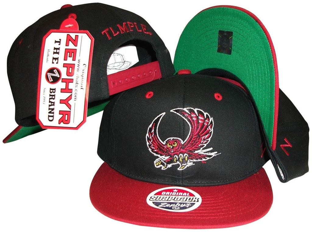 Temple Owls Black/Maroon Two Tone Plastic Snapback Adjustable Plastic Snap Back Hat/Cap