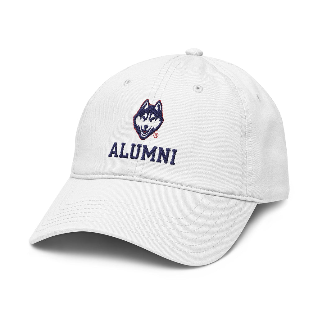 Elite Authentics Connecticut Huskies Alumni White Officially Licensed Adjustable Baseball Hat, One Size