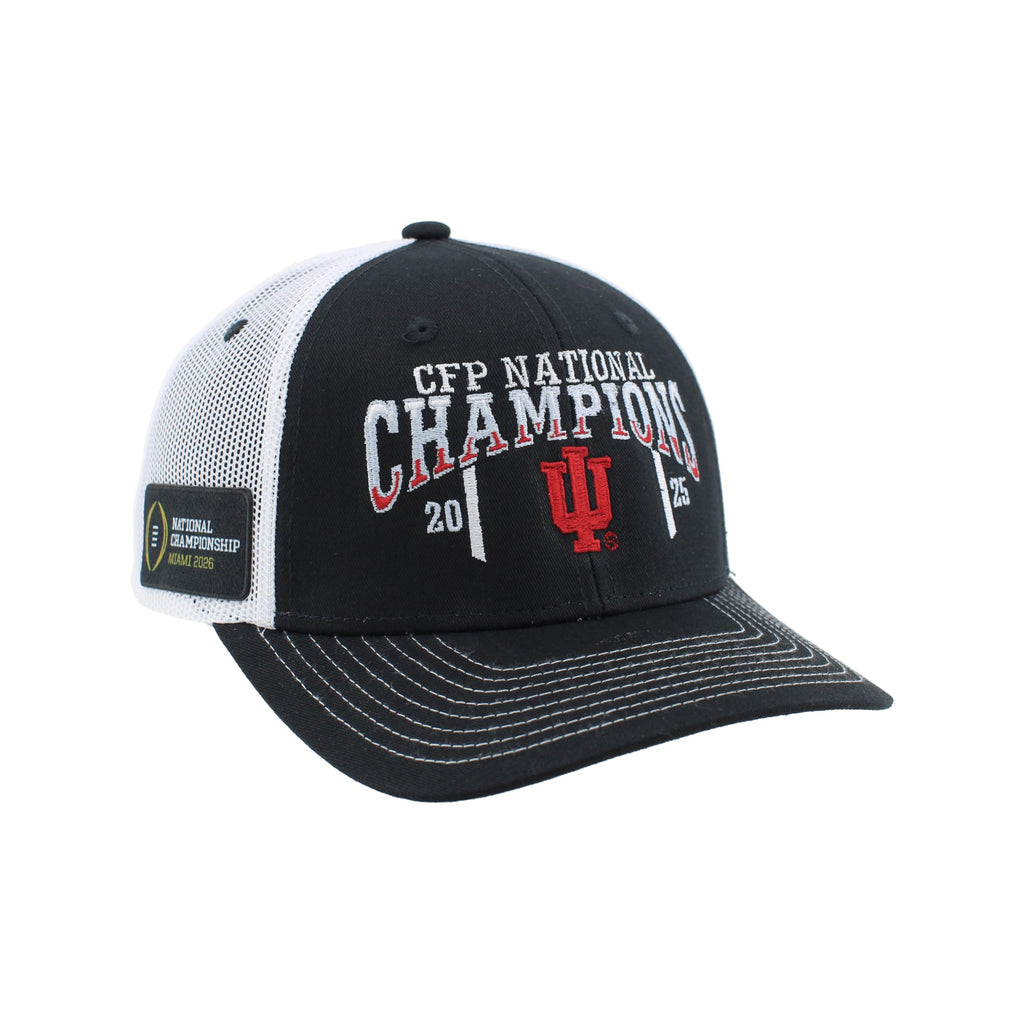 Indiana Hoosiers National Champs 2025 Football Adjustable Snapback Hat Dakota Arch Black Officially Licensed