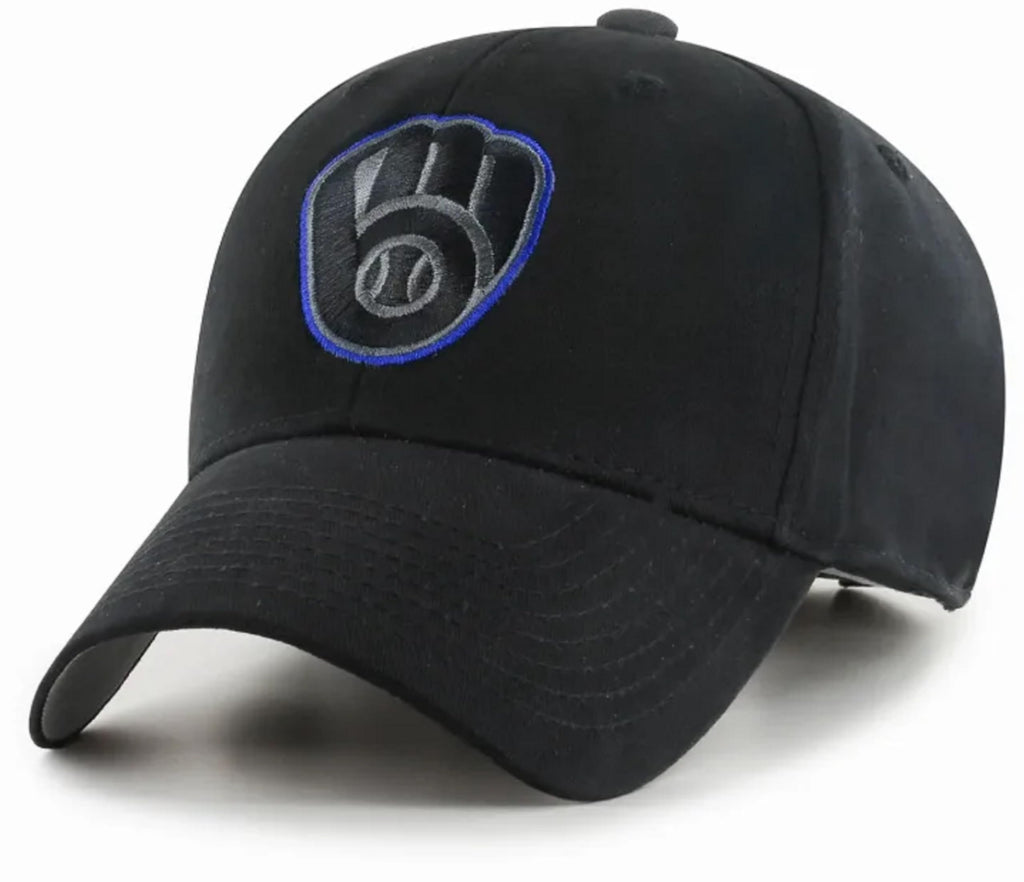 Officially Licensed Milwaukee Baseball Hat Classic Edition Black MVP Embroidered Team Logo Adjustable Structured Sports Ball Cap