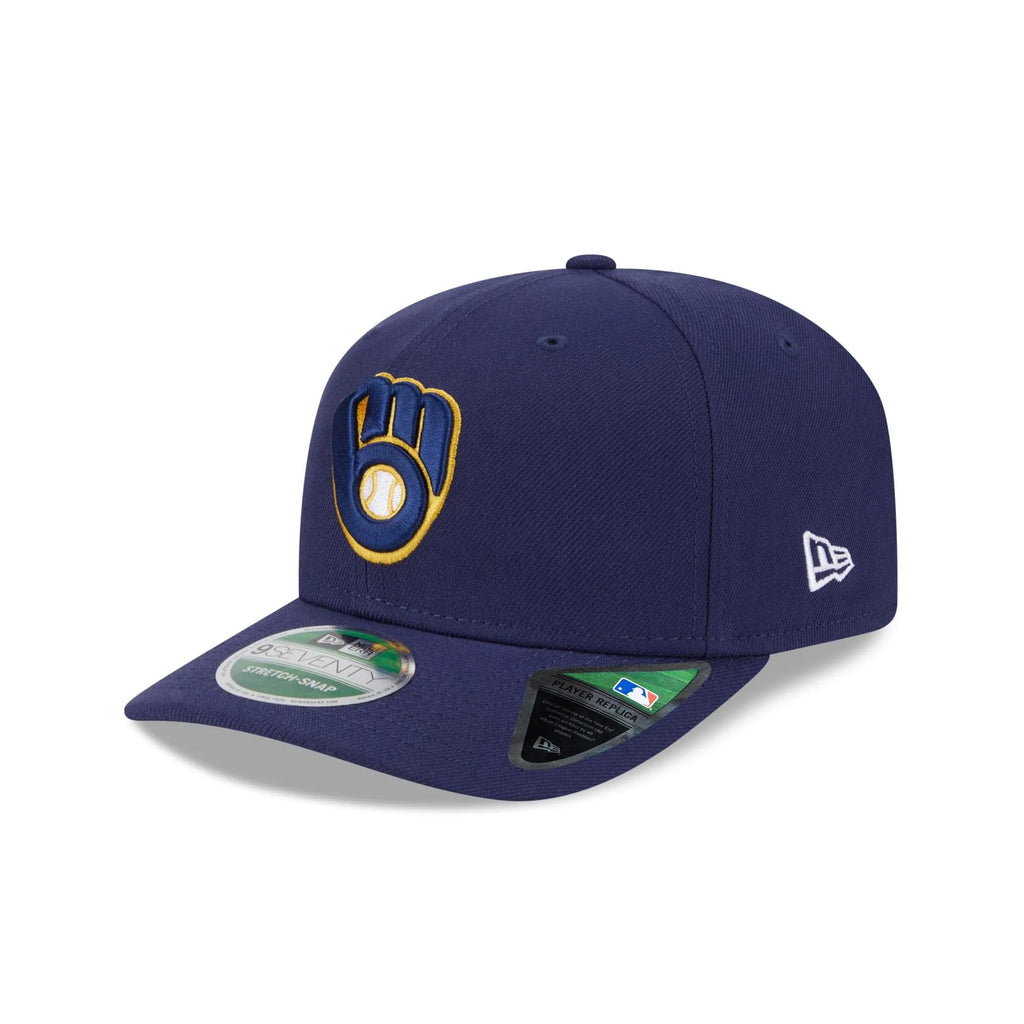 New Era Unisex-Adult MLB Player Replica 9SEVENTY Baseball Team Color Stretch Adjustable Snapback Hat One Size Fits All - Milwaukee Brewers - Navy