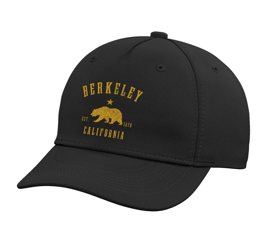 Berkeley California Adjustable Printed Baseball Hat, Black
