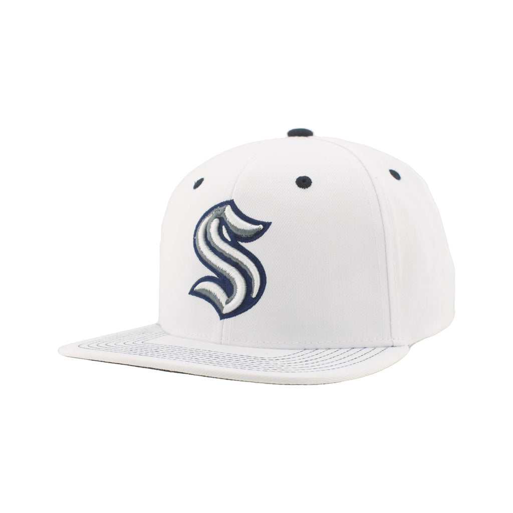 Seattle Kraken NHL Officially Licensed Adjustable Snapback Hat Flat Bill Z11 Pop White