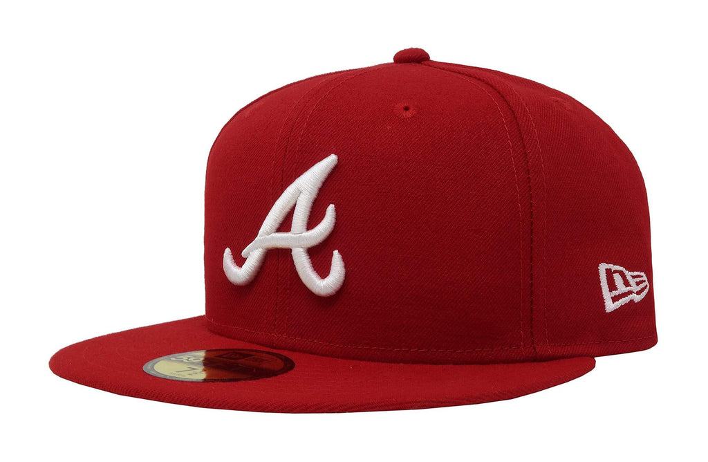 New Era Atlanta Braves MLB Basic 59Fifty Hat, Adult, Red/White, 7 5/8