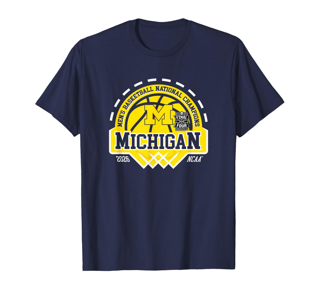 Michigan Wolverines National Champs 2026 Men Basketball Navy T-Shirt