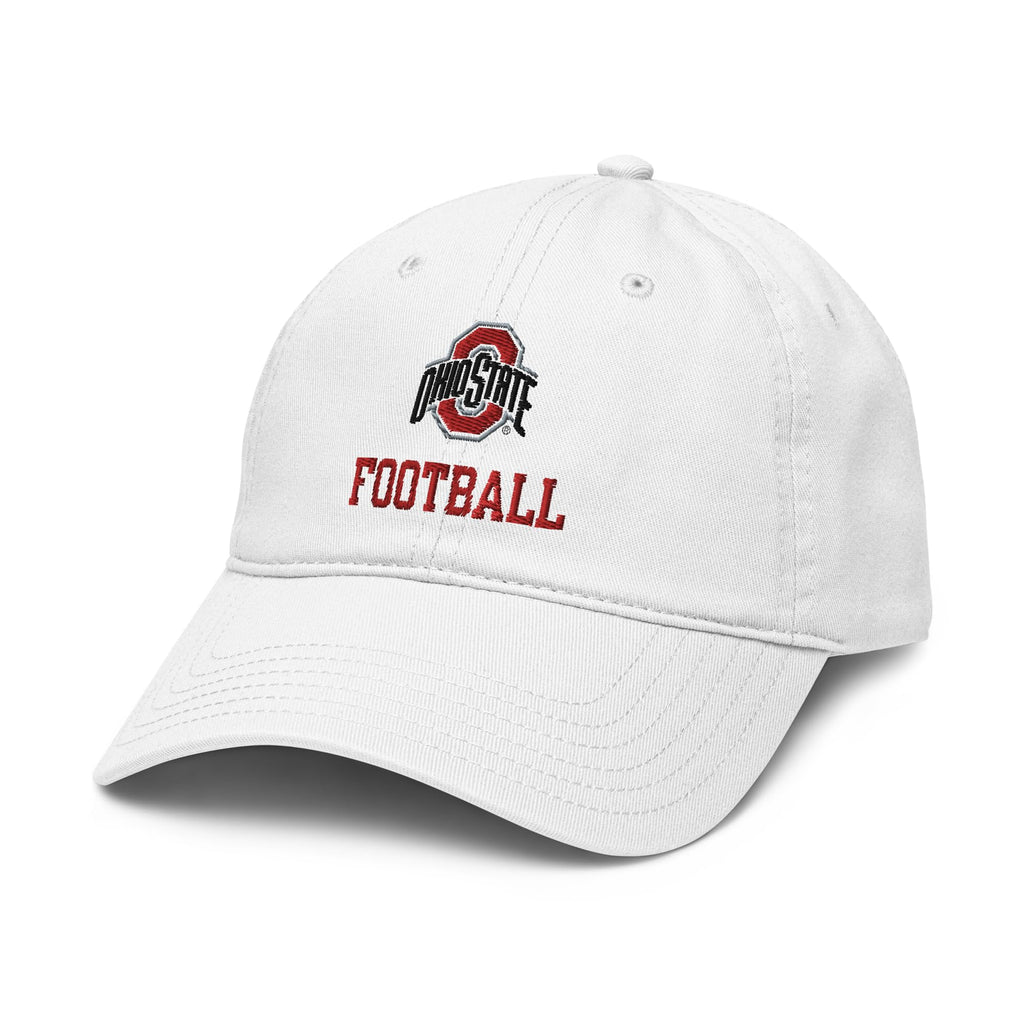 Elite Authentics Ohio State Buckeyes Football Logo White Officially Licensed Adjustable Baseball Hat, One Size