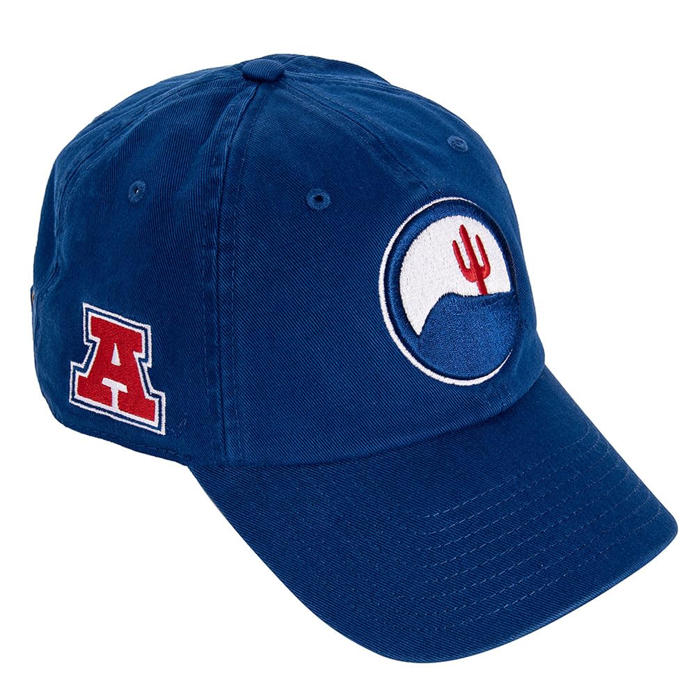 Desert Cactus University of Arizona Baseball Hat UA Wildcats Brimmed Embroidered Hats Cap Adjustable Cloth Strap Adult (Style J1 Vintage) Blue