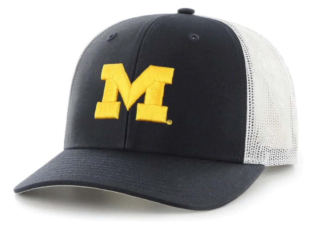 Officially Licensed Michigan University Navy/White Hat Classic Two-Tone Mesh Trucker Adjustable Structured Team Logo Embroidered Cap