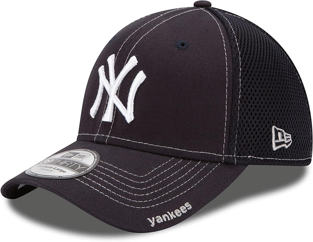New Era MLB 39Thirty Neo Team Color Primary Logo Strech Fit Flex Baseball Cap Hat - New York Yankees Navy - Small-Medium