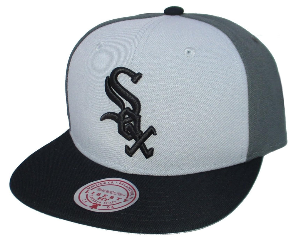 Mitchell & Ness Chicago White Sox Tri Color Snapback Hat Cap - Gray
