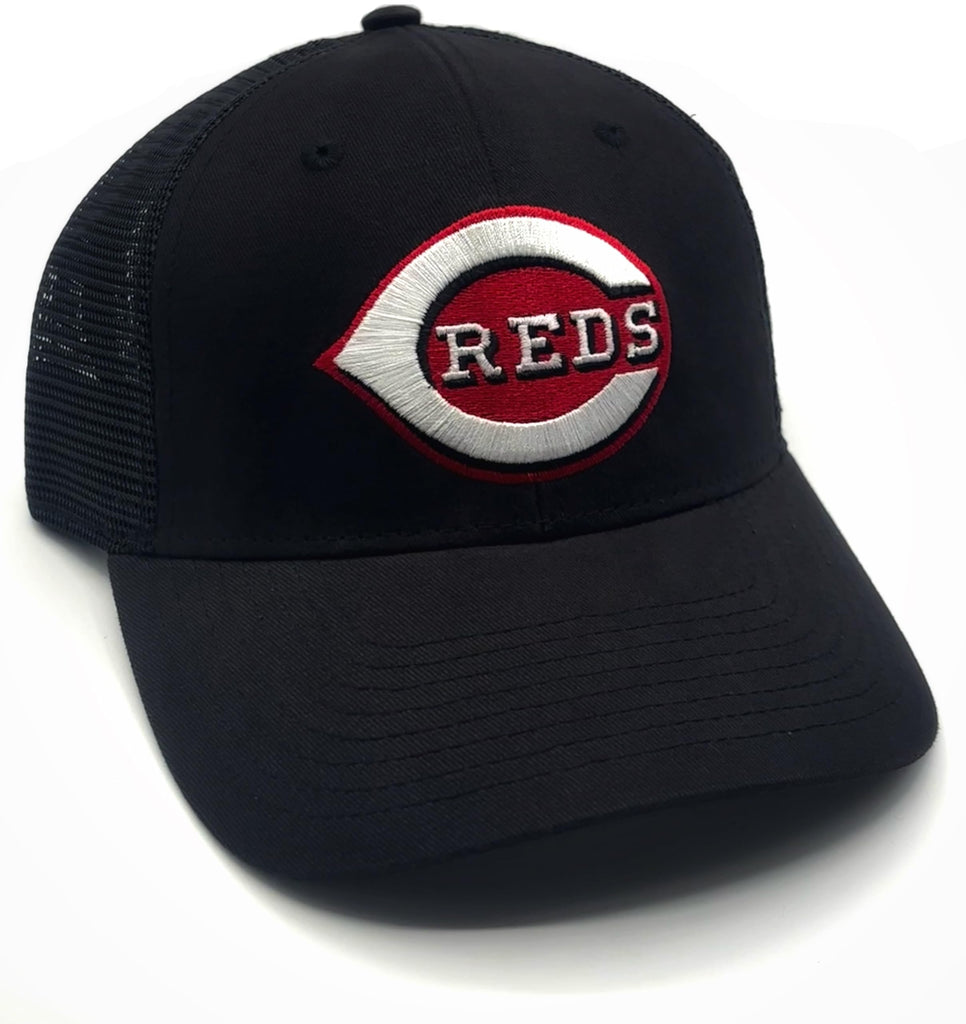 Officially Licensed Cincinnati Baseball MVP Black Mesh Trucker Hat Classic Adjustable Primary Home Team Logo Embroidered Baseball Sports Ball Cap