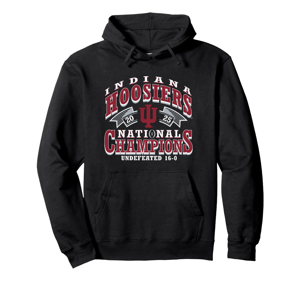 Indiana Hoosiers National Champs 2025 Football CFP Black Pullover Hoodie