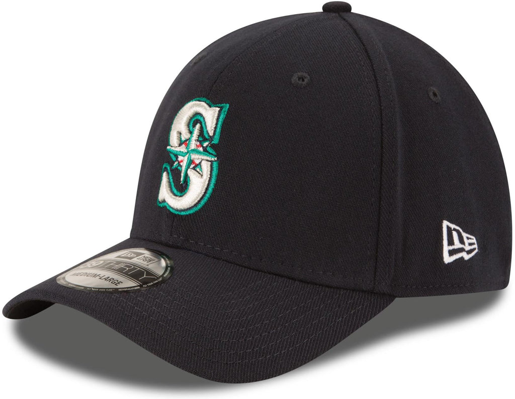 New Era MLB 39Thirty Team Classic Stretch Flex Fit Team Color Primary Logo Primary Logo Baseball Cap Hat - Seattle Mariners Navy - Small-Medium