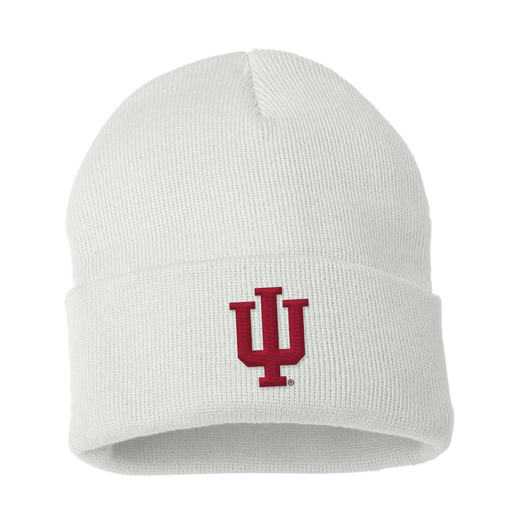 UGP Campus Apparel - BN508 - Indiana Hoosiers Primary Logo - Sports Team Cuffed Beanie - One Size - White