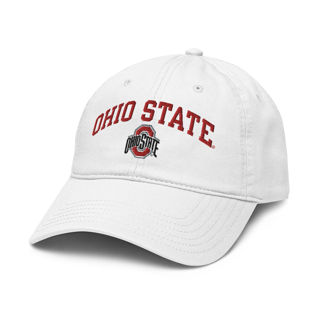 Elite Authentics Ohio State Buckeyes Arch Over Officially Licensed Adjustable Baseball Hat, White, One Size