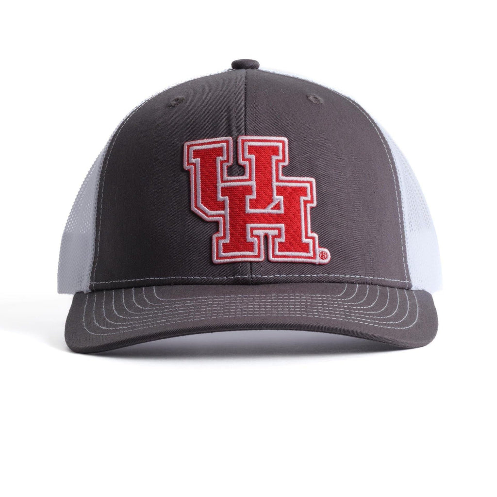 University of Houston Hat UH Cougars NCAA Collegiate Custom Embroidered Patch Trucker Hat with Adjustable Snapback Closure Baseball Cap (Charcoal Front with White Mesh)