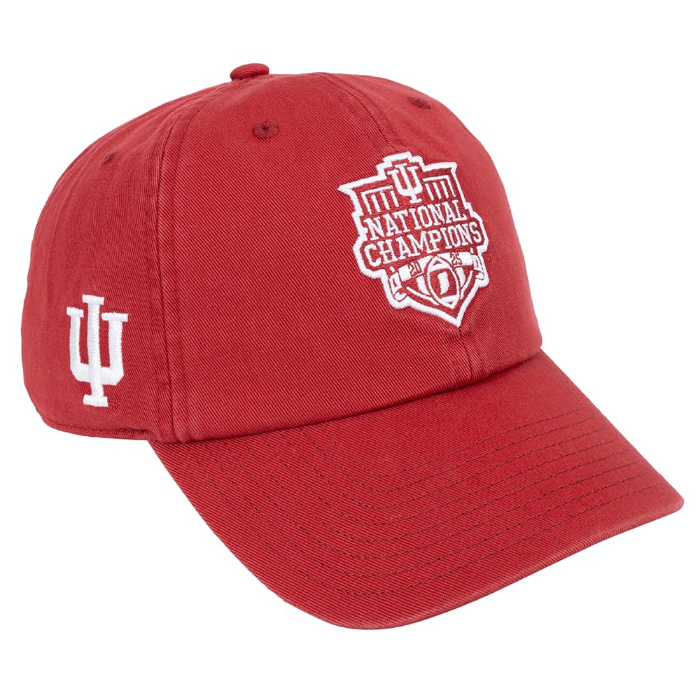 Desert Cactus Indiana University Baseball Hat Hoosiers Bloomington Brimmed Embroidered Hats Cap Adjustable Cloth Strap Adult (Style T1 2025 Football Championship) Red