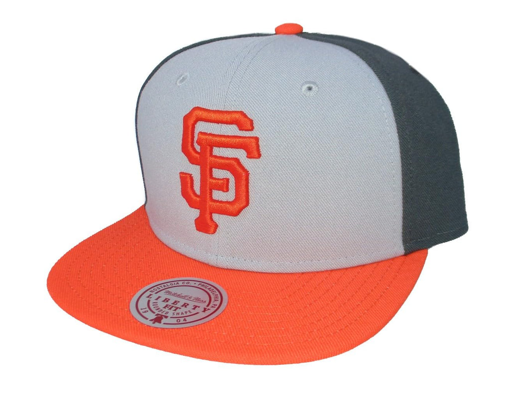 Mitchell & Ness MLB Triple Play Liberty Snapback Adjustable Hat Cap - Gray/Team Colors (US, Alpha, One Size, Gray, San Francisco Giants)