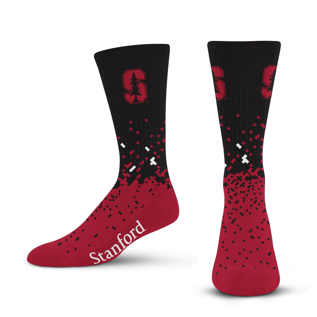 For Bare Feet NCAA STANFORD CARDINAL Spray Zone Crew Sock Team Color Large