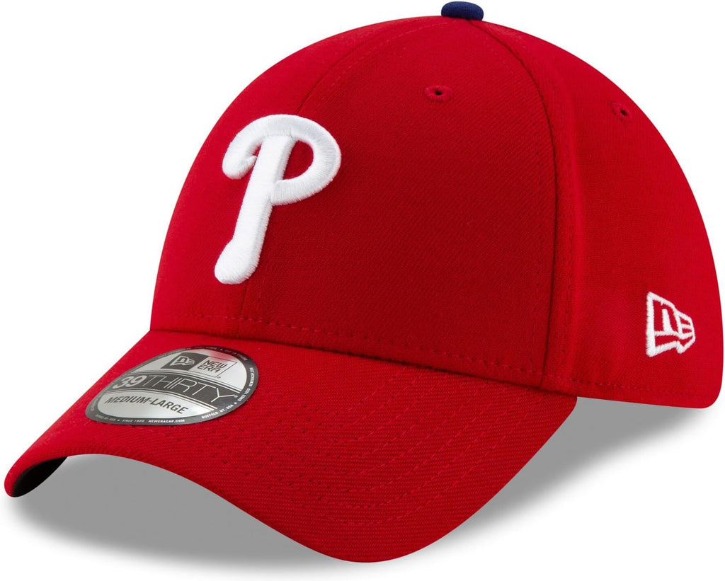 New Era MLB 39Thirty Team Classic Stretch Flex Fit Team Color Primary Logo Primary Logo Baseball Cap Hat - Philadelphia Phillies Red - Large-X-Large