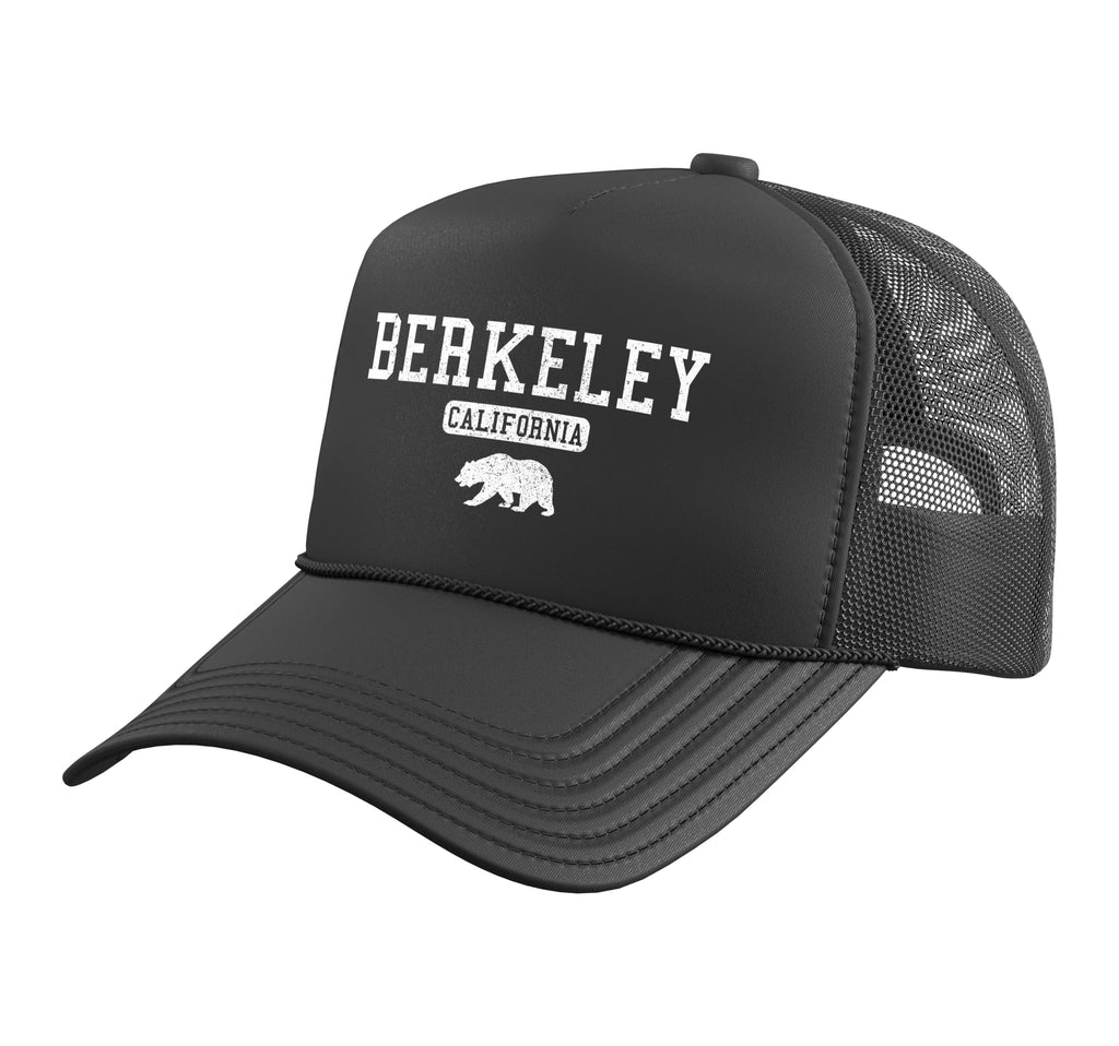 Berkeley California Bear Pride Vintage Trucker Hat with Adjustable Mesh Back, Black