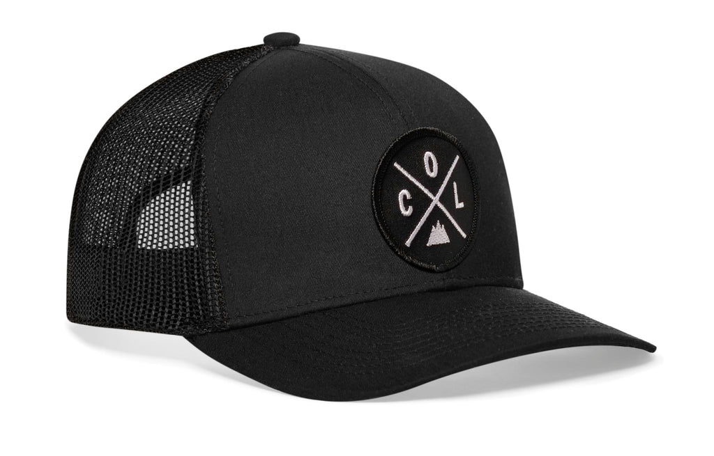 HAKA COL Trucker Hat, Colorado Hat for Men & Women, Adjustable Baseball Hat, Mesh Snapback, Sturdy Outdoor Black Golf Hat (Black)