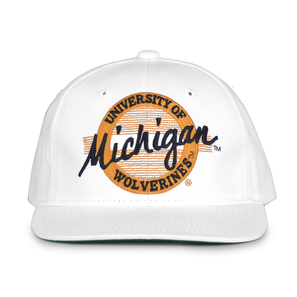 NCAA Michigan Wolverines Unisex Retro Classic Circle Design, White, Adjustable