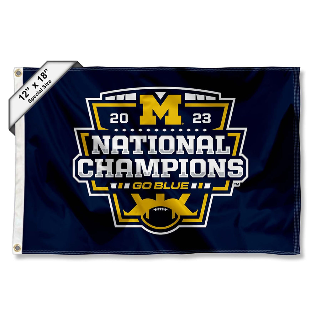 College Flags & Banners Co. Michigan Team University Wolverines Football 2023 CFP National Champions Boat and Golf Cart Flag