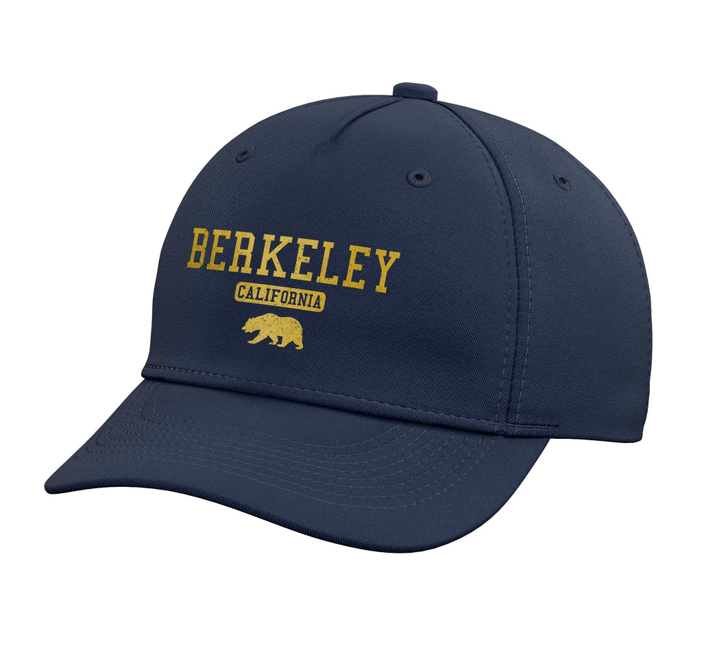 Berkeley California Bear Pride Vintage Adjustable Printed Baseball Hat, Navy Blue