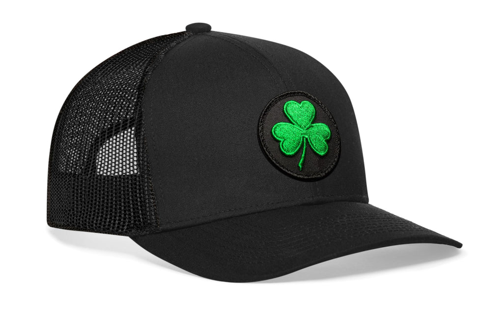 HAKA Shamrock Black Trucker Hat – Shamrock Mesh Snapback Cap for Men, Women & Golf, Lucky Charm Design Baseball Dad Hat