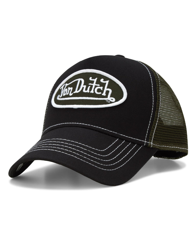 Von Dutch Unisex Trucker Hat - Curved Bill Mesh Back Retro Classic Colorblock Snapback Baseball Cap for Men and Women, Size One Size, Enigma Stone