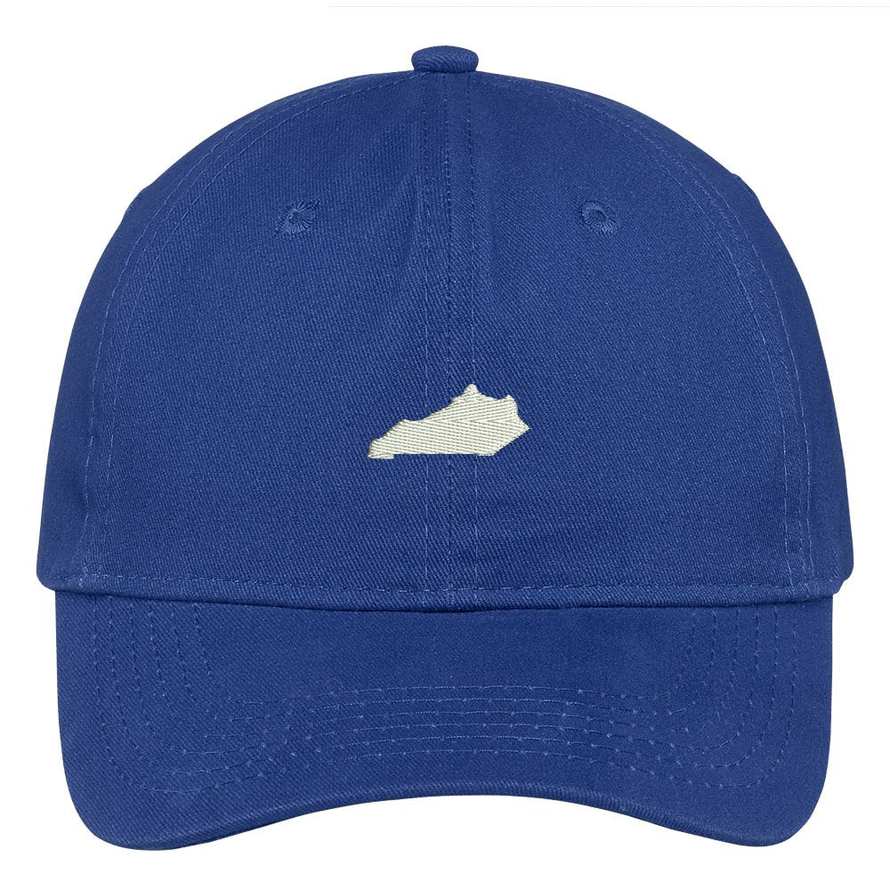 Trendy Apparel Shop Kentucky State Map Embroidered Low Profile Soft Cotton Brushed Baseball Cap - Royal