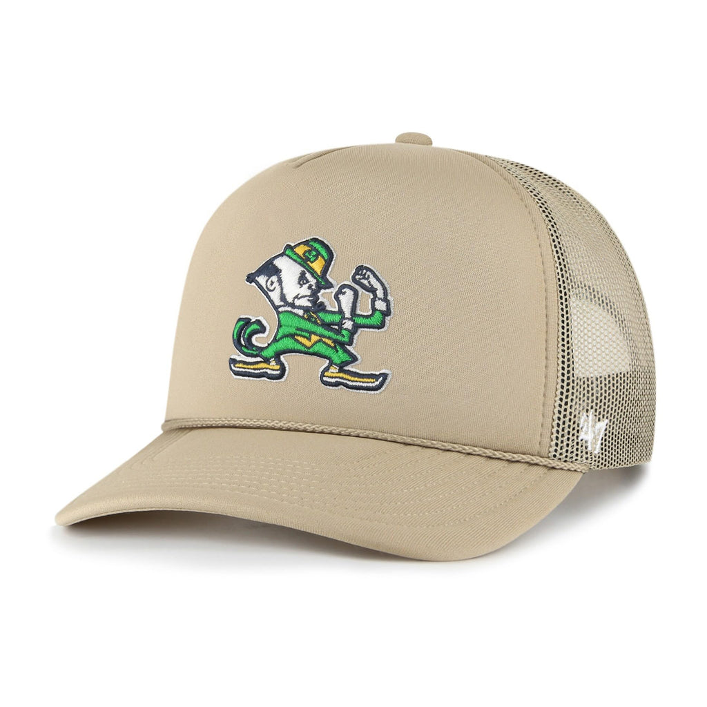 47 Brand NCAA Unisex NCAA Unisex Khaki Primary Logo Foam Trucker Adjustable Mesh Snapback Hat Adult One Size Fits All - Notre Dame Fighting Irish - Khaki
