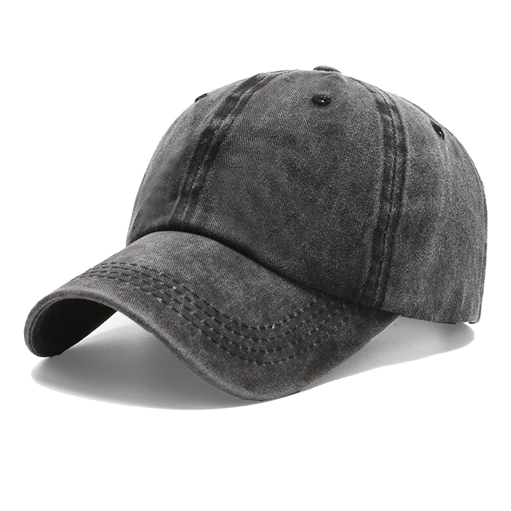 NPJY Baseball Cap Golf Dad Hat Adjustable Original Classic Low Profile Cotton Hat Vintage Washed Distressed Trucker Cap Black(Washed)