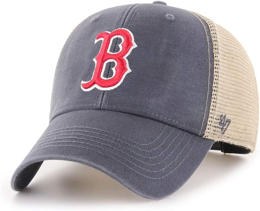'47 MLB Flagship Wash Mesh MVP Adjustable Hat, Adult One Size Fits All (Boston Red Sox, One Size, Vintage Navy)