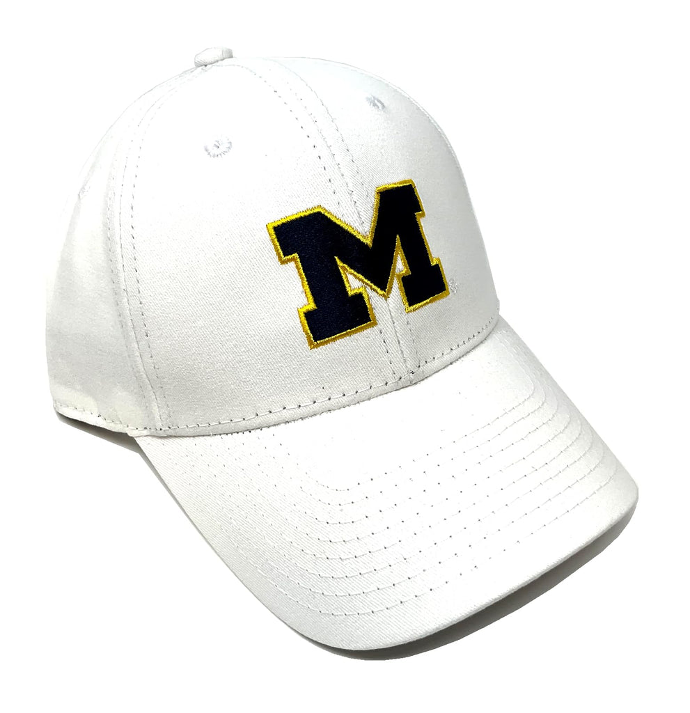MVP Michigan Wolverines Logo Solid White Curved Bill Adjustable Hat